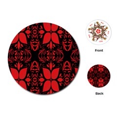 Christmas Red And Black Background Playing Cards (round) 