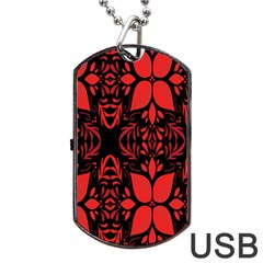 Christmas Red And Black Background Dog Tag Usb Flash (two Sides) by Sapixe