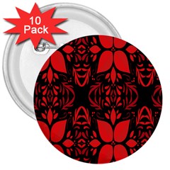 Christmas Red And Black Background 3  Buttons (10 Pack)  by Sapixe