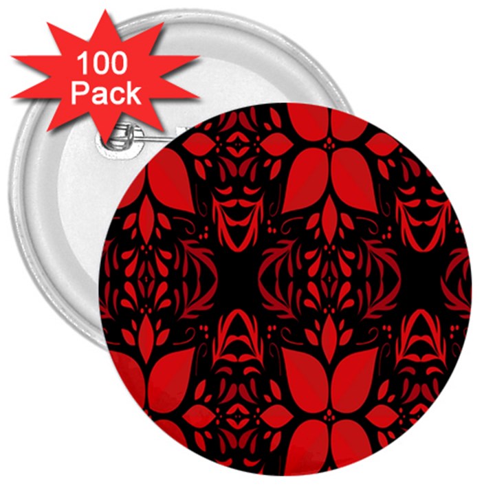 Christmas Red And Black Background 3  Buttons (100 pack) 