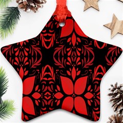 Christmas Red And Black Background Star Ornament (two Sides)