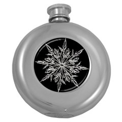 Ice Crystal Ice Form Frost Fabric Round Hip Flask (5 Oz) by Sapixe