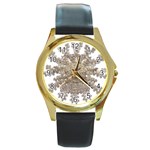 Gold Golden Gems Gemstones Ruby Round Gold Metal Watch Front