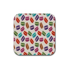 Macaron Macaroon Stylized Macaron Rubber Coaster (square)  by Sapixe