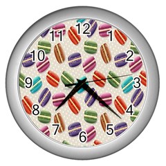 Macaron Macaroon Stylized Macaron Wall Clocks (silver)  by Sapixe