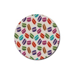 Macaron Macaroon Stylized Macaron Rubber Round Coaster (4 Pack)  by Sapixe