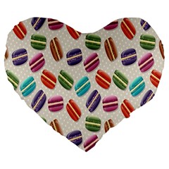 Macaron Macaroon Stylized Macaron Large 19  Premium Heart Shape Cushions by Sapixe