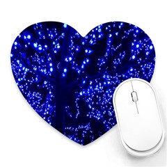 Lights Blue Tree Night Glow Heart Mousepads by Sapixe