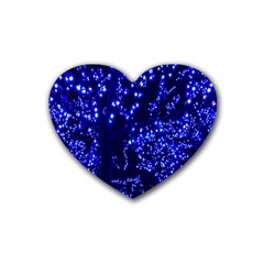 Lights Blue Tree Night Glow Rubber Coaster (heart)  by Sapixe