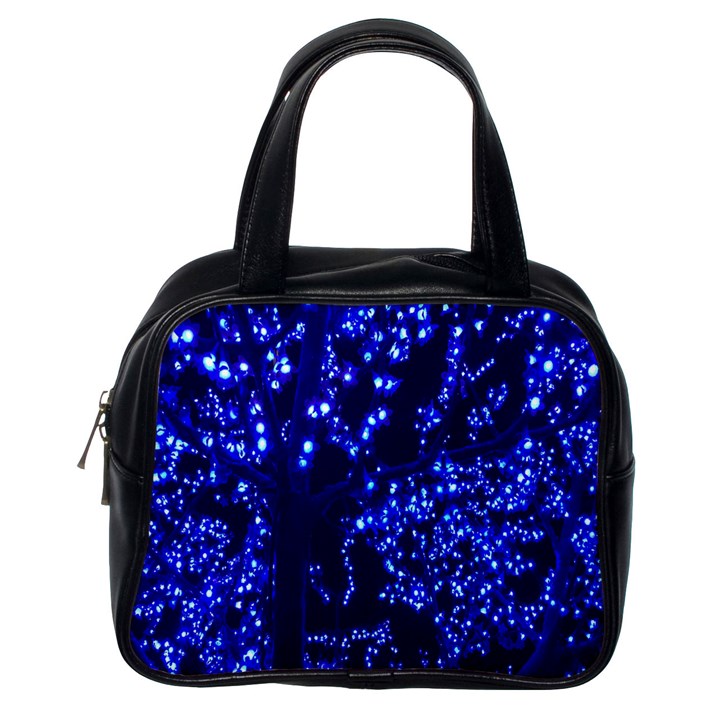 Lights Blue Tree Night Glow Classic Handbags (One Side)