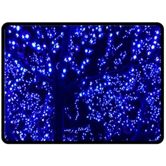 Lights Blue Tree Night Glow Fleece Blanket (large)  by Sapixe