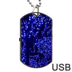 Lights Blue Tree Night Glow Dog Tag Usb Flash (two Sides) by Sapixe