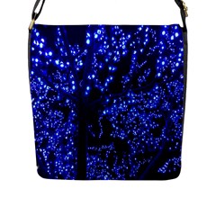 Lights Blue Tree Night Glow Flap Messenger Bag (l)  by Sapixe