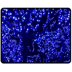 Lights Blue Tree Night Glow Double Sided Fleece Blanket (medium)  by Sapixe