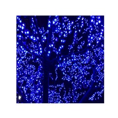 Lights Blue Tree Night Glow Small Satin Scarf (square) by Sapixe