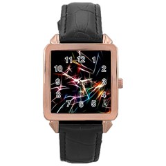 Lights Star Sky Graphic Night Rose Gold Leather Watch  by Sapixe