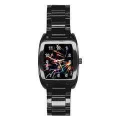 Lights Star Sky Graphic Night Stainless Steel Barrel Watch by Sapixe