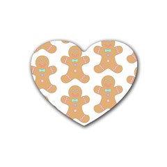 Pattern Christmas Biscuits Pastries Rubber Coaster (heart)  by Sapixe