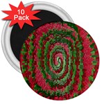 Red Green Swirl Twirl Colorful 3  Magnets (10 pack)  Front