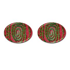 Red Green Swirl Twirl Colorful Cufflinks (oval) by Sapixe