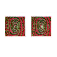 Red Green Swirl Twirl Colorful Cufflinks (square) by Sapixe