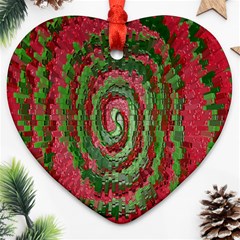 Red Green Swirl Twirl Colorful Heart Ornament (two Sides) by Sapixe