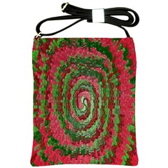 Red Green Swirl Twirl Colorful Shoulder Sling Bags by Sapixe