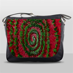 Red Green Swirl Twirl Colorful Messenger Bags by Sapixe