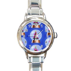 Seamless Repeat Repeating Pattern Art Round Italian Charm Watch