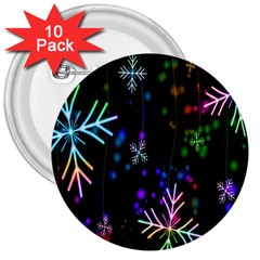 Snowflakes Snow Winter Christmas 3  Buttons (10 Pack)  by Sapixe