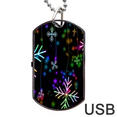 Snowflakes Snow Winter Christmas Dog Tag Usb Flash (one Side) by Sapixe