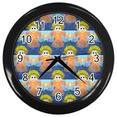 Seamless Repeat Repeating Pattern Wall Clocks (black) by Sapixe