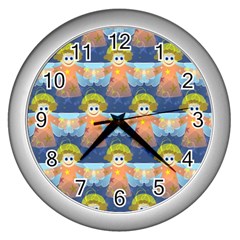 Seamless Repeat Repeating Pattern Wall Clocks (silver)  by Sapixe