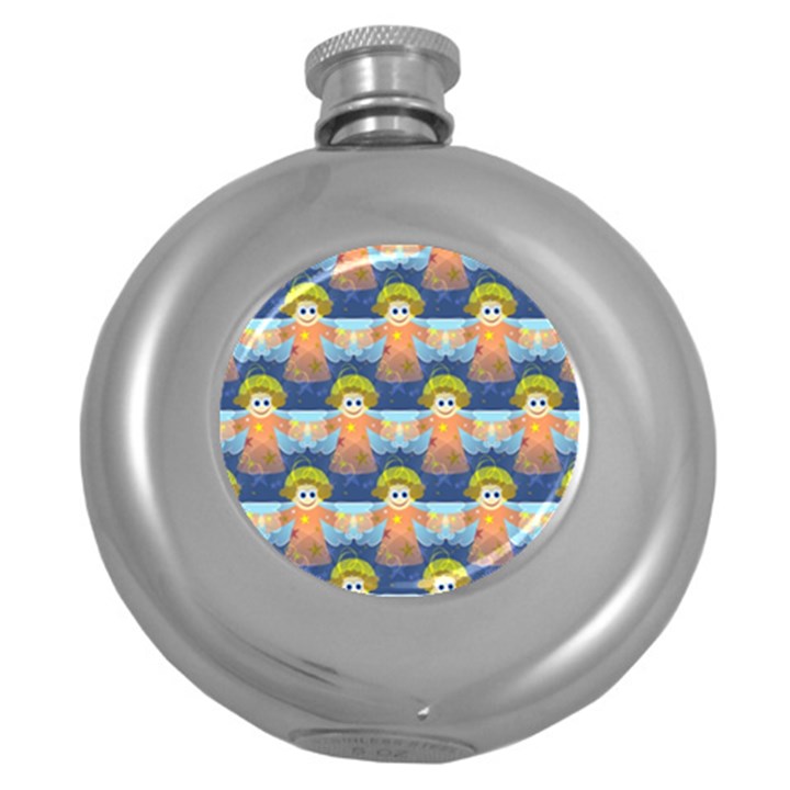 Seamless Repeat Repeating Pattern Round Hip Flask (5 oz)