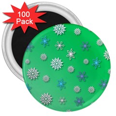 Snowflakes Winter Christmas Overlay 3  Magnets (100 Pack) by Sapixe