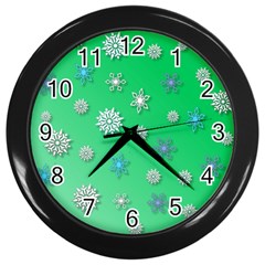 Snowflakes Winter Christmas Overlay Wall Clocks (black) by Sapixe