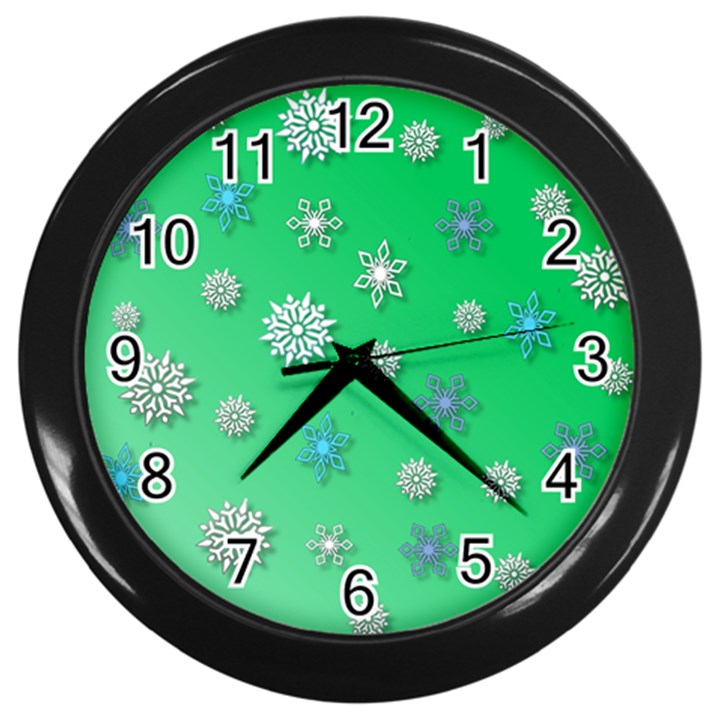 Snowflakes Winter Christmas Overlay Wall Clocks (Black)