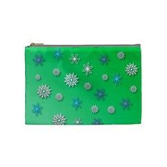 Snowflakes Winter Christmas Overlay Cosmetic Bag (medium)  by Sapixe