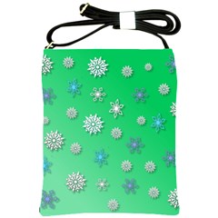 Snowflakes Winter Christmas Overlay Shoulder Sling Bags by Sapixe