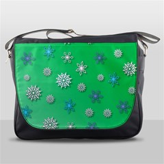 Snowflakes Winter Christmas Overlay Messenger Bags by Sapixe