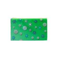 Snowflakes Winter Christmas Overlay Cosmetic Bag (xs)