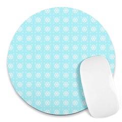 Snowflakes Paper Christmas Paper Round Mousepads by Sapixe