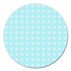 Snowflakes Paper Christmas Paper Magnet 5  (round) by Sapixe