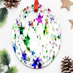 Star Abstract Advent Christmas Oval Filigree Ornament (two Sides)