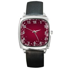 Star Background Christmas Red Square Metal Watch by Sapixe