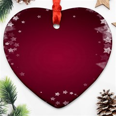 Star Background Christmas Red Heart Ornament (two Sides) by Sapixe