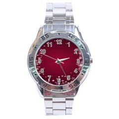 Star Background Christmas Red Stainless Steel Analogue Watch by Sapixe