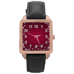 Star Background Christmas Red Rose Gold Leather Watch  by Sapixe