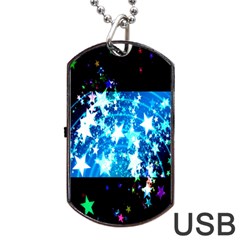 Star Abstract Background Pattern Dog Tag Usb Flash (one Side) by Sapixe