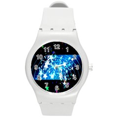 Star Abstract Background Pattern Round Plastic Sport Watch (m) by Sapixe